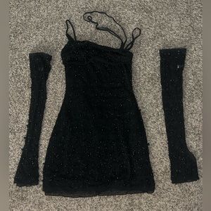 Black Peparl Bodycon dress